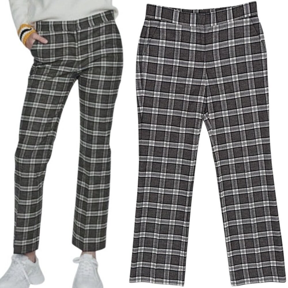 Maje Prity Carreaux Plaid Print Mid-Rise Wool Blend Trouser Pants Size 34